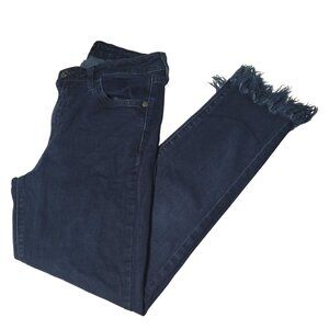 Just Black Jeans Womens Size 28 Skinny Mid Rise Dark Wash Denim Raw Hems Pants